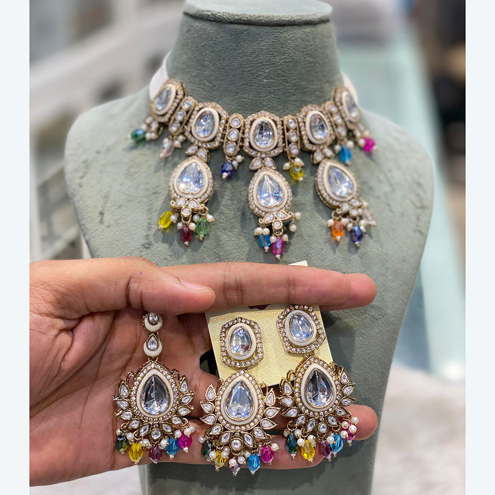 Hira Collection Traditional Kundan And Beads Choker Necklace Set