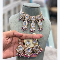 Hira Collection Traditional Kundan And Beads Choker Necklace Set