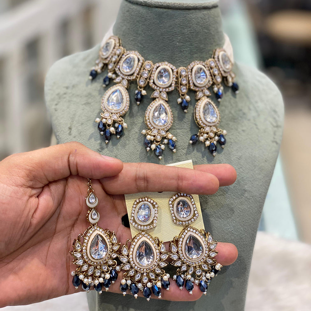Hira Collection Traditional Kundan And Beads Choker Necklace Set
