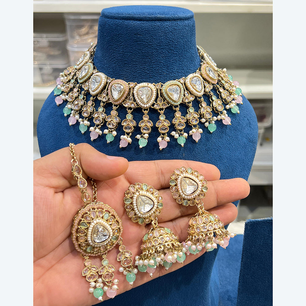 Hira Collection Traditional Kundan And Beads Choker Necklace Set