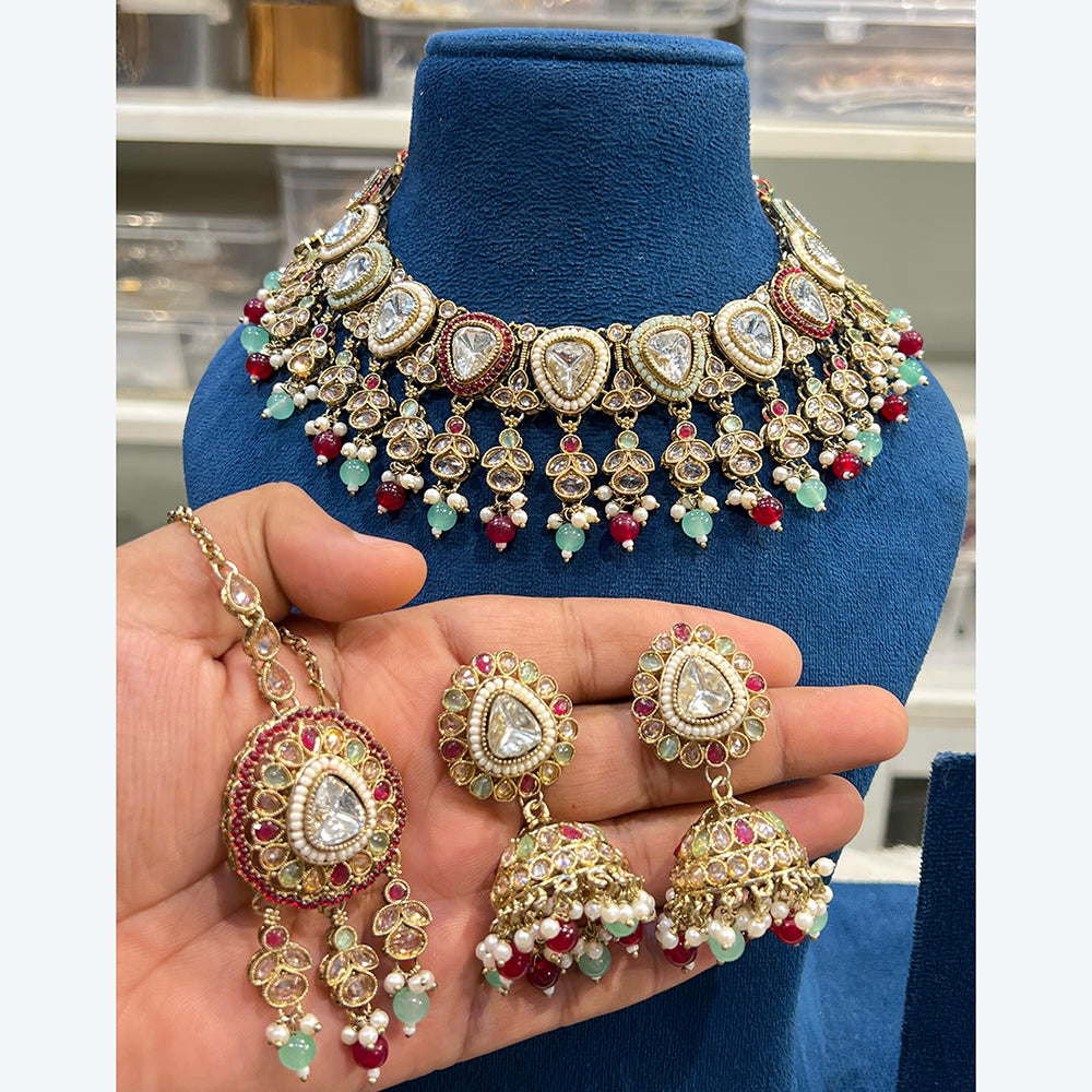 Hira Collection Traditional Kundan And Beads Choker Necklace Set
