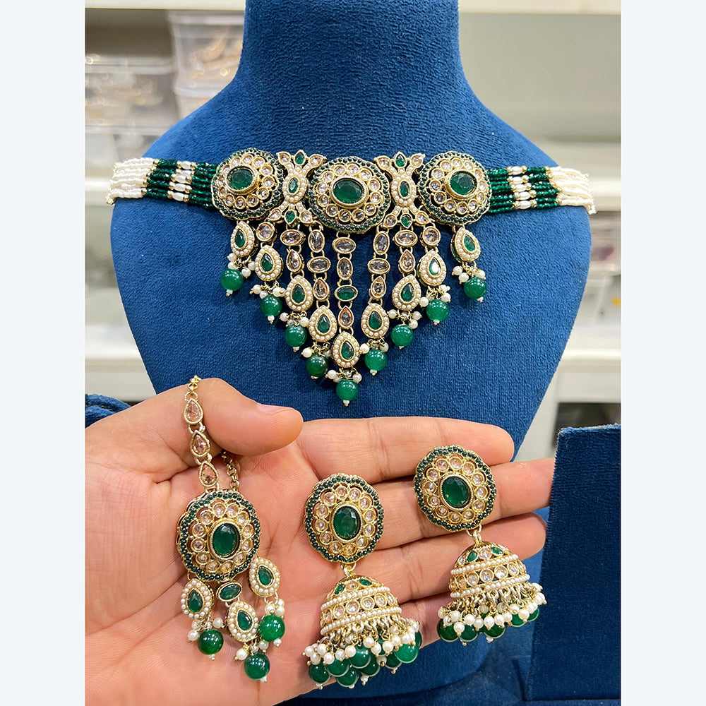 Hira Collection Traditional Kundan And Beads Choker Necklace Set