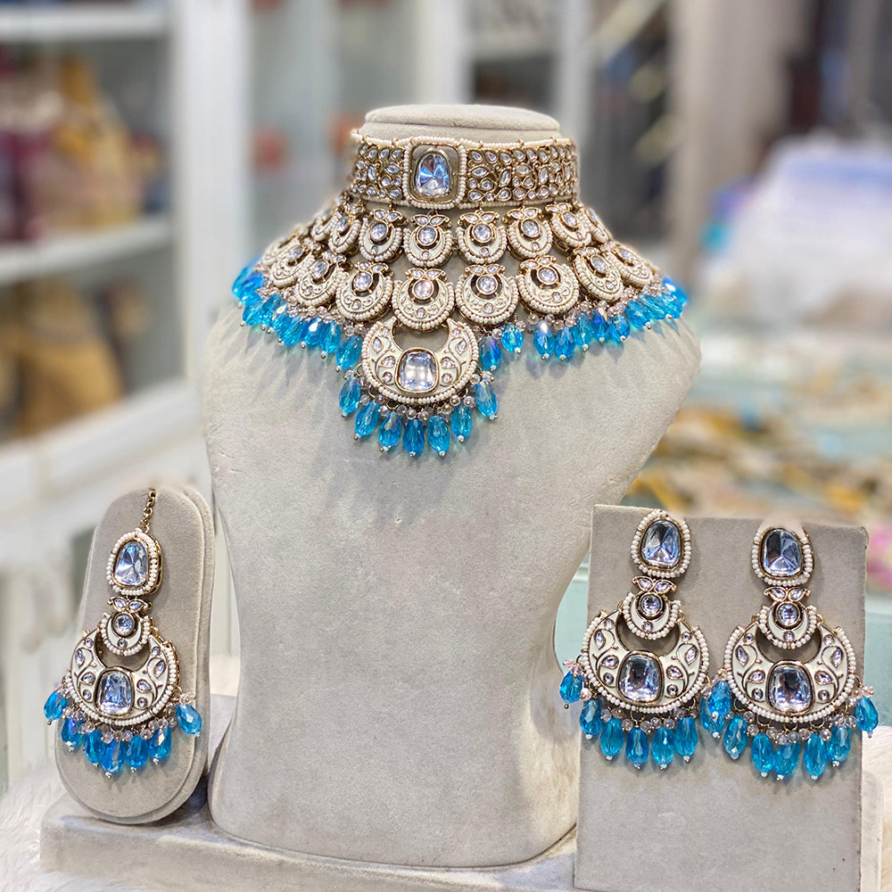 Hira Collection Traditional Kundan And Beads Choker Necklace Set