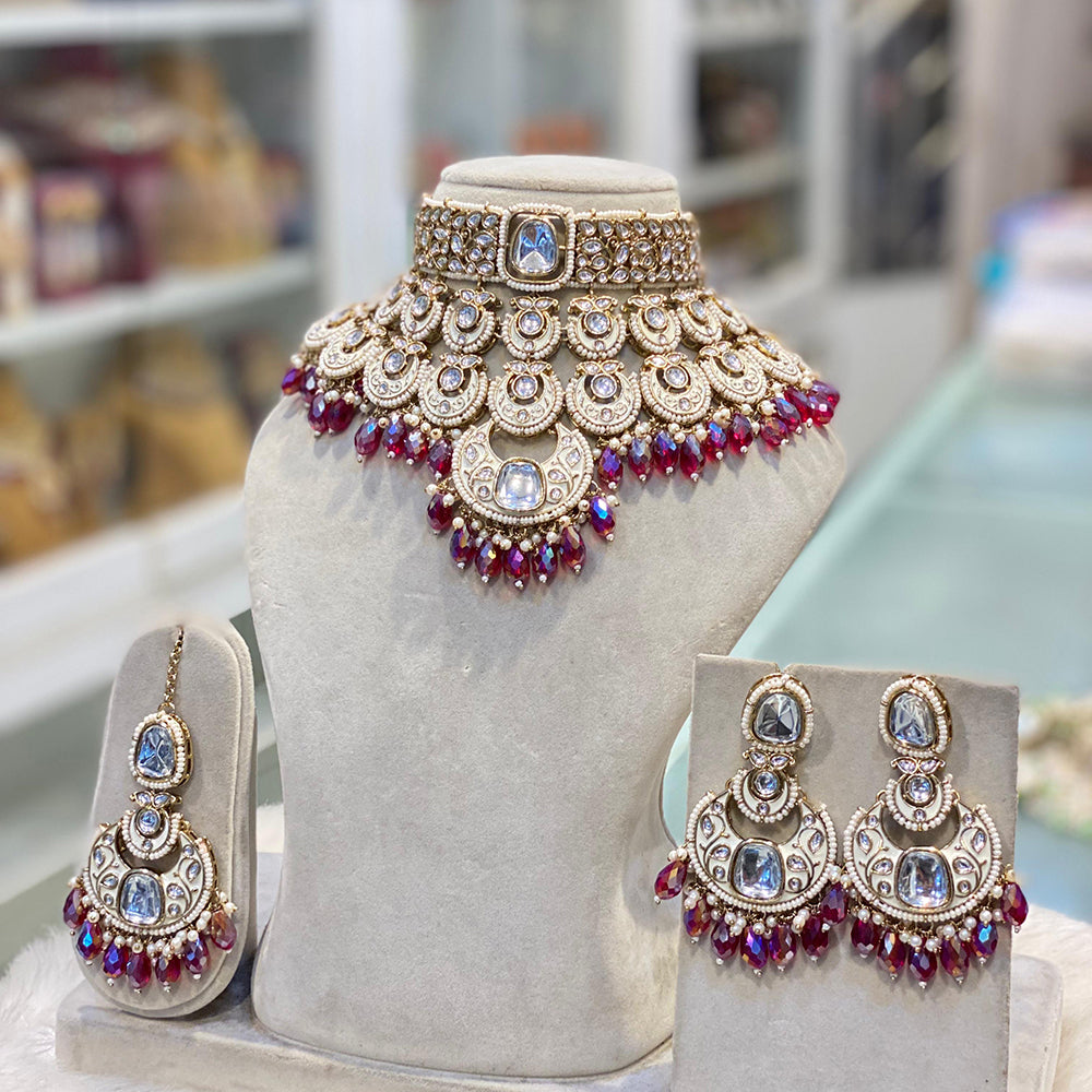 Hira Collection Traditional Kundan And Beads Choker Necklace Set
