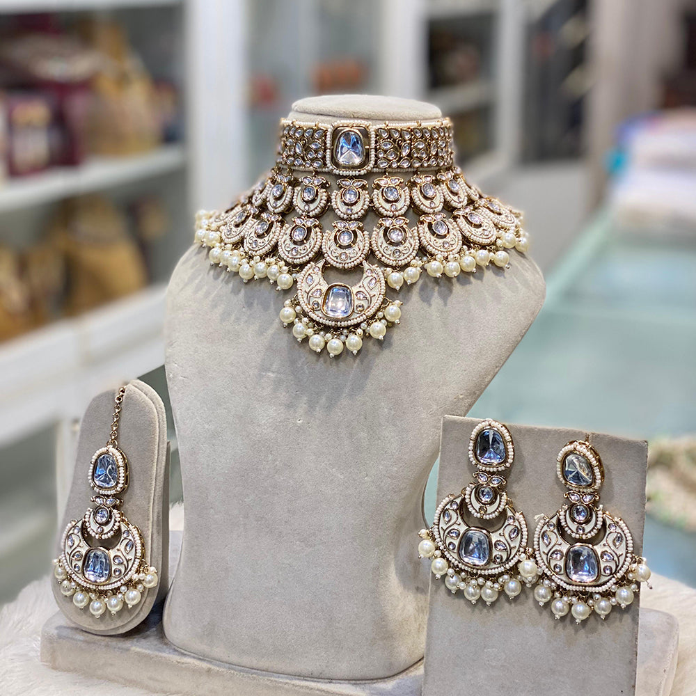 Hira Collection Traditional Kundan And Beads Choker Necklace Set