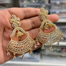 Hira Collection Sparkling Gold Plated American Diamond Dangles Earrings For parties