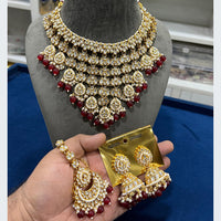 Hira Collections Royal Multi-Layer Of Kundan Pearl And Beads Choker Necklace Set