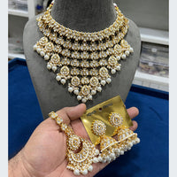 Hira Collections Royal Multi-Layer Of Kundan Pearl And Beads Choker Necklace Set