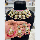 Hira Collections Elegant Kundan Stone Pearl And Beads Choker Necklace Set