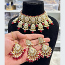 Hira Collections Elegant Kundan Stone Pearl And Beads Choker Necklace Set
