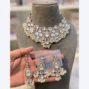 Hira Collections Royal Heavy Crystal And Pearl Choker Necklace Set