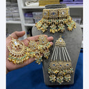 Hira Collections Gorgeous Kundan Pearl And Beads Choker Necklace Set With Passa