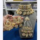 Hira Collections Gorgeous Kundan Pearl And Beads Choker Necklace Set With Passa