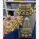 Hira Collections Gorgeous Kundan Pearl And Beads Choker Necklace Set With Passa