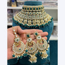 Hira Collections Stunning Crystal Stone Beads And Pearl Choker Necklace Set