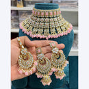 Hira Collections Stunning Crystal Stone Beads And Pearl Choker Necklace Set