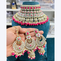 Hira Collections Stunning Crystal Stone Beads And Pearl Choker Necklace Set
