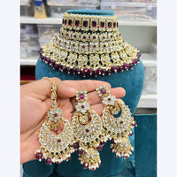 Hira Collections Stunning Crystal Stone Beads And Pearl Choker Necklace Set