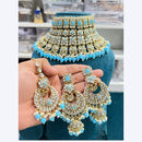 Hira Collections Stunning Crystal Stone Beads And Pearl Choker Necklace Set