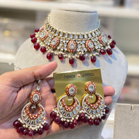 Hira Collections Royal Kundan Pearl And Meenakari Beads Necklace Set