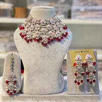 Hira Collections Royal Kundan Pearl And Meenakari Beads Necklace Set