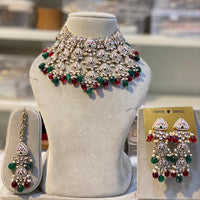 Hira Collections Royal Kundan Pearl And Meenakari Beads Necklace Set