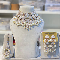 Hira Collections Royal Kundan Pearl And Meenakari Beads Necklace Set