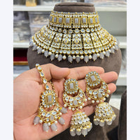 Hira Collections Stunning Crystal Stone Beads And Pearl Choker Necklace Set