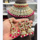 Hira Collections Stunning Crystal Stone Beads And Pearl Choker Necklace Set