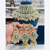 Hira Collections Stunning Kundan Stone Beads And Pearl Choker Necklace Set