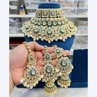Hira Collections Stunning Kundan Stone Beads And Pearl Choker Necklace Set