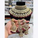 Hira Collections Stunning Kundan Stone Beads And Pearl Choker Necklace Set