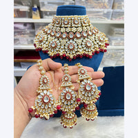 Hira Collections Stunning Kundan Stone Beads And Pearl Choker Necklace Set