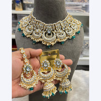 Hira Collections Stunning Kundan Stone Beads And Pearl Choker Necklace Set