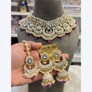 Hira Collections Stunning Kundan Stone Beads And Pearl Choker Necklace Set