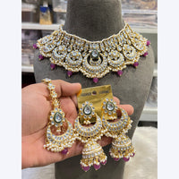 Hira Collections Stunning Kundan Stone Beads And Pearl Choker Necklace Set