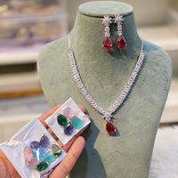 Hira Collections Gorgeous American Diamond Changeable Jewellery Collection Necklace Set 