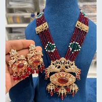 Hira Collections Designer Pota And Austrian Stone Pearl Long Necklace Set