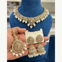 Hira Collections Designer Austrian Stone Pearl Crystal And Beads Necklace Set