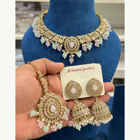 Hira Collections Designer Austrian Stone Pearl Crystal And Beads Necklace Set