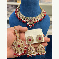 Hira Collections Designer Austrian Stone Pearl Crystal And Beads Necklace Set