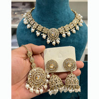 Hira Collections Designer Austrian Stone Pearl Crystal And Beads Necklace Set