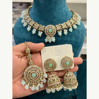 Hira Collections Designer Austrian Stone Pearl Crystal And Beads Necklace Set
