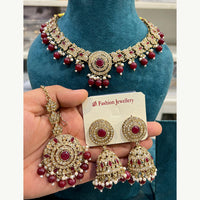 Hira Collections Designer Austrian Stone Pearl Crystal And Beads Necklace Set