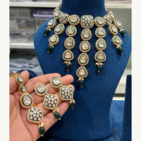 Hira Collections Luxurious Kundan Stone Pearl And Beads Meenakari Choker Necklace Set