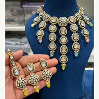 Hira Collections Luxurious Kundan Stone Pearl And Beads Meenakari Choker Necklace Set