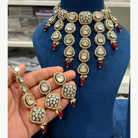 Hira Collections Luxurious Kundan Stone Pearl And Beads Meenakari Choker Necklace Set