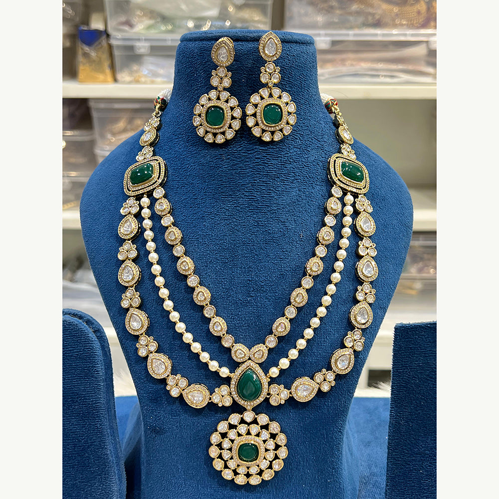 Hira Collections Luxurious Polki Kundan Stone And Pearl Necklace Set