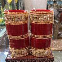 Hira Collections Grand Pota Stone And Meenakari Bridal Acrylic Bangle Set