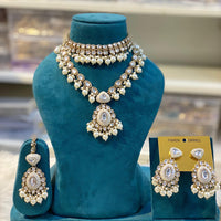Hira Collections Royal Kundan Stone And Beads Meenakari Choker Necklace Set